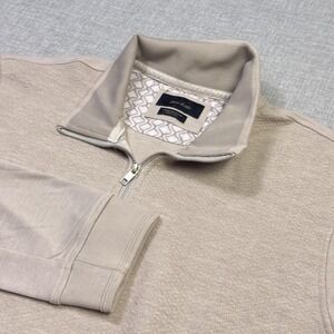 Porter & Ash 1/4 Zip Sweater Pullover‎ Mens Large Beige Mock Neck Waffle-Knit